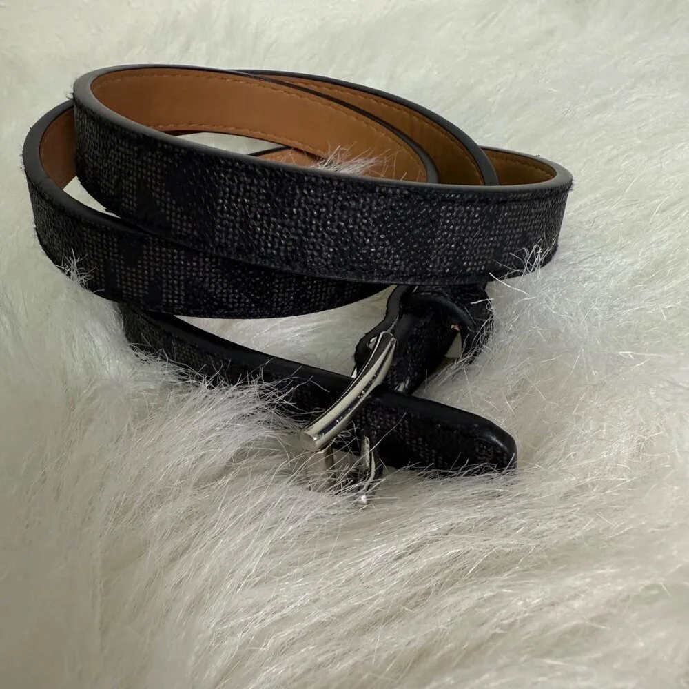 MICHAEL KORS Black Womens Mk Signature Logo Monogram Belt Medium Casual Wear